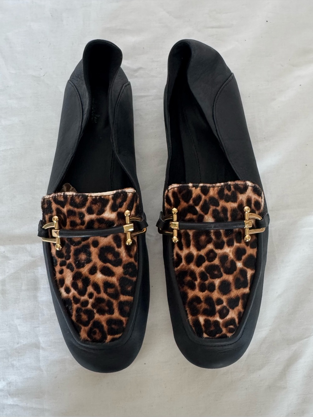 Clarks Black Leather Loafers with Leopard-Print Size 8M - Picture 4 of 8